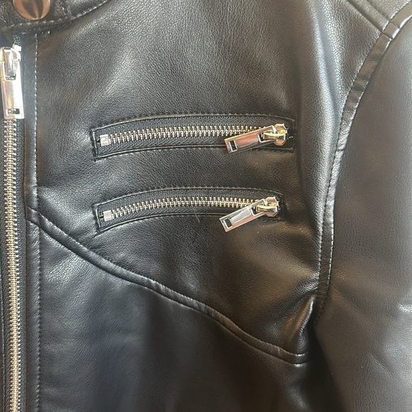 Stoosh Robyn Faux Leather Racing Jacket Front Zip Vegan Leather Womens Size S - Picture 5 of 10